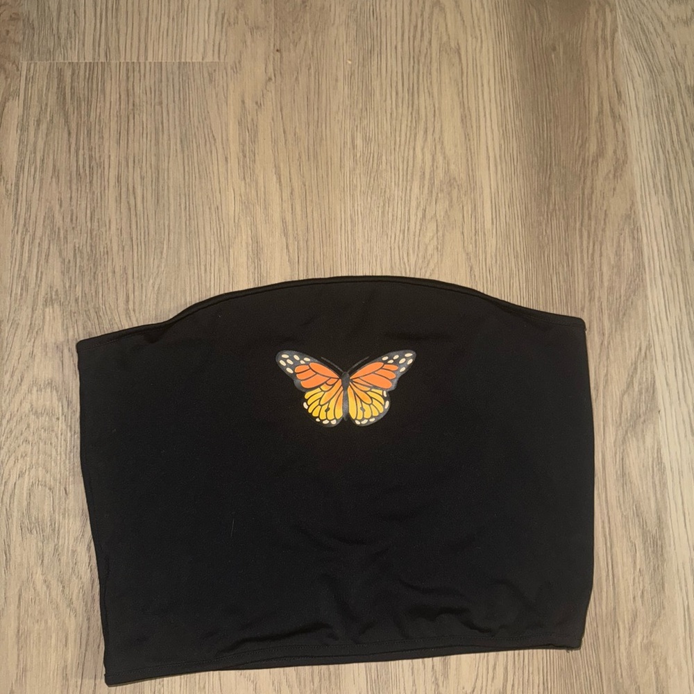 ⭐️Black Tube Top with Butterfly Design⭐️